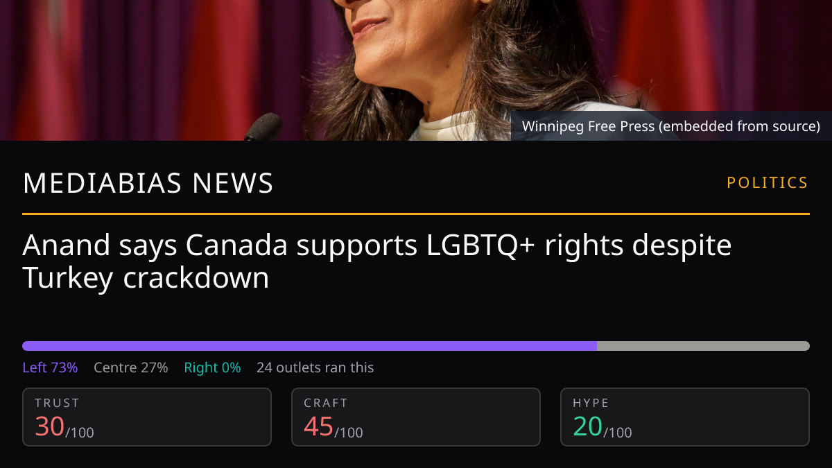 Anand says Canada supports LGBTQ+ rights despite Turkey crackdown