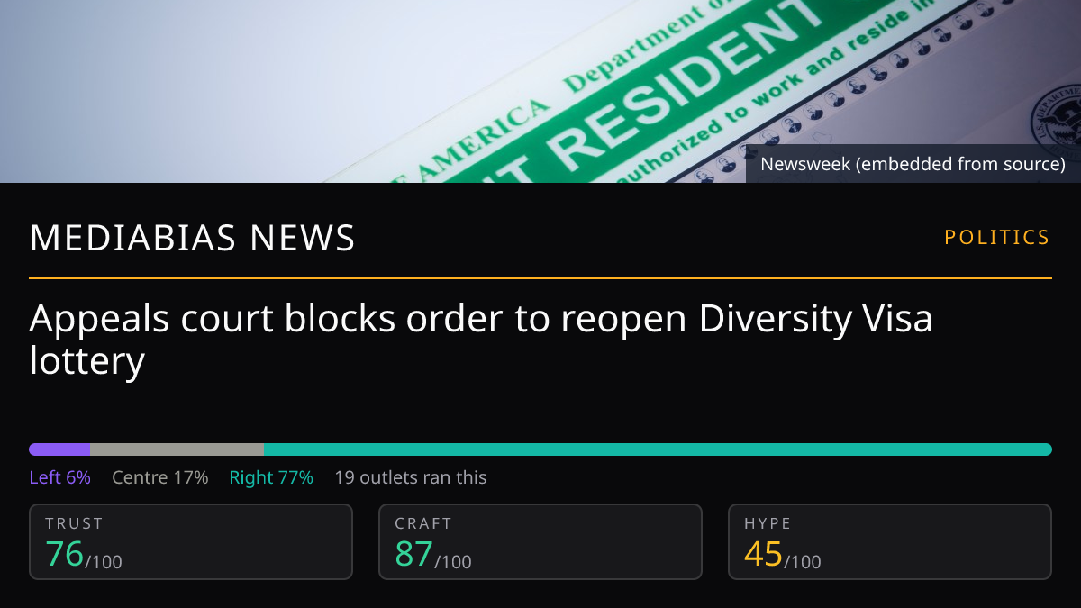 Appeals court blocks order to reopen Diversity Visa lottery