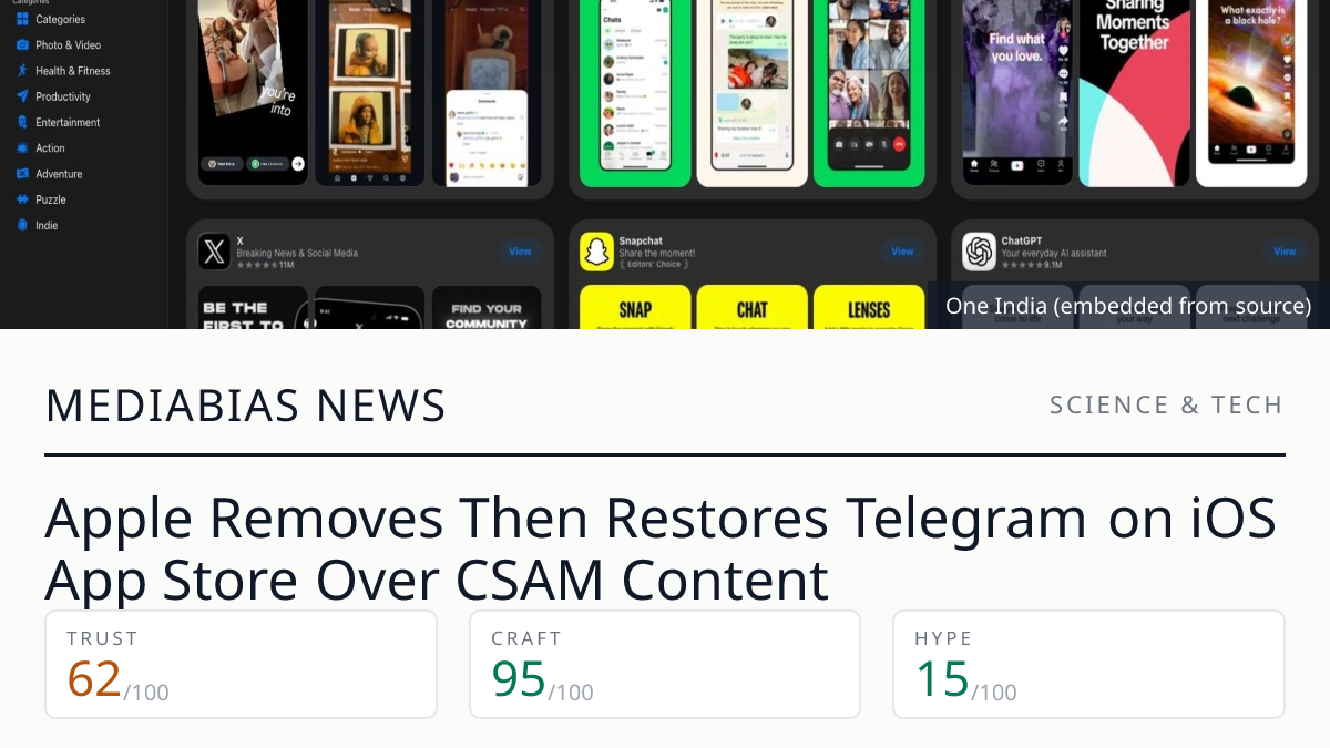 Apple Removes Then Restores Telegram on iOS App Store Over CSAM Content