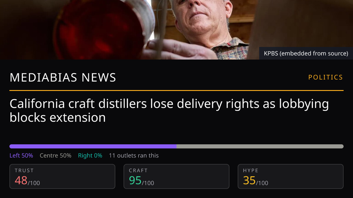 California craft distillers lose delivery rights as lobbying blocks extension