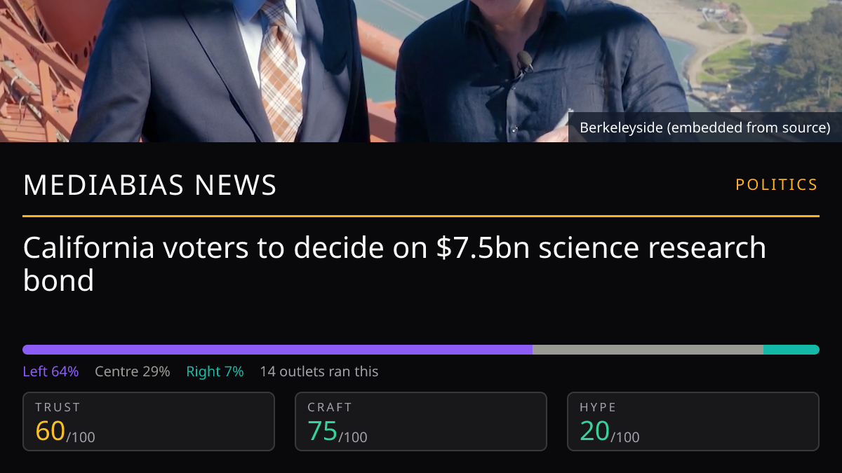 California voters to decide on $7.5bn science research bond