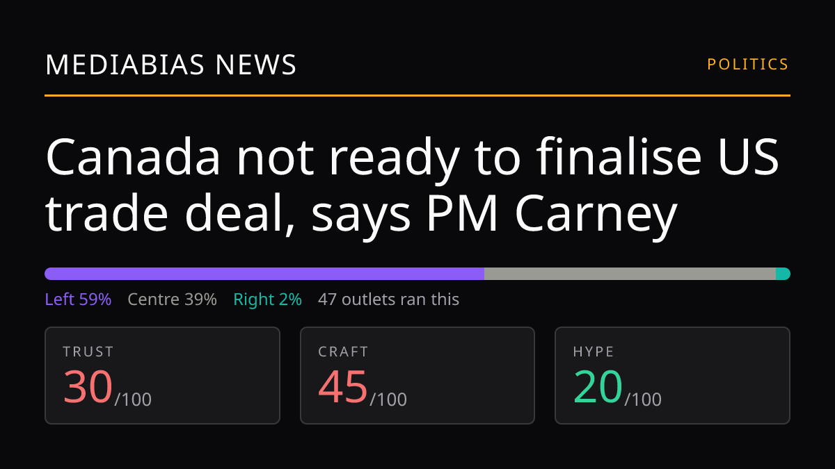 Canada not ready to finalise US trade deal, says PM Carney