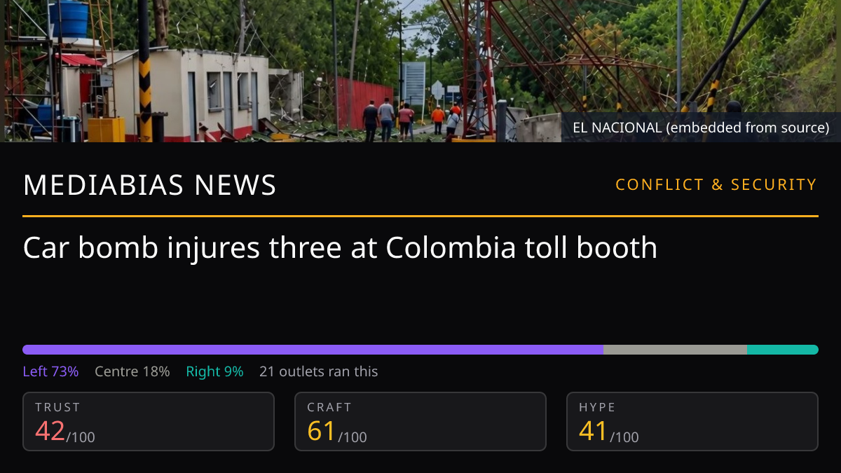 Car bomb injures three at Colombia toll booth
