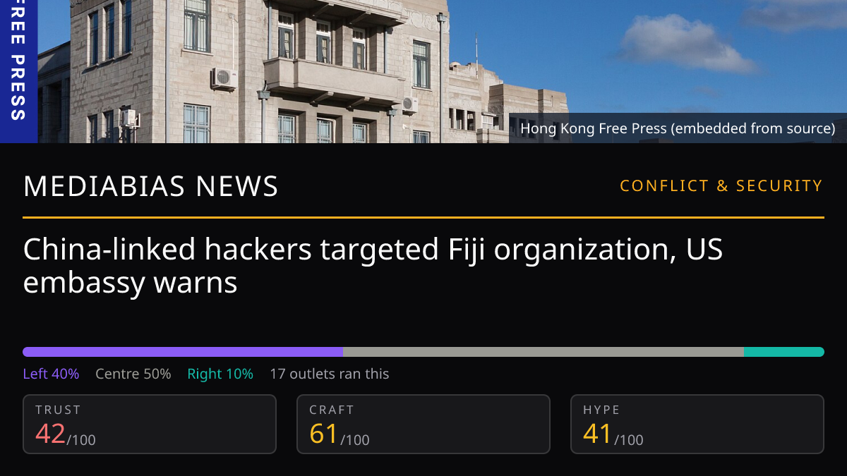 China-linked hackers target Fiji | MediaBias News