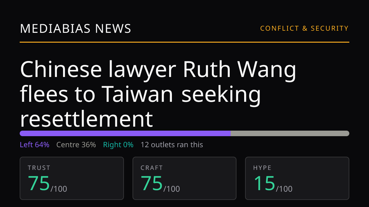 Chinese lawyer Ruth Wang flees to Taiwan seeking resettlement