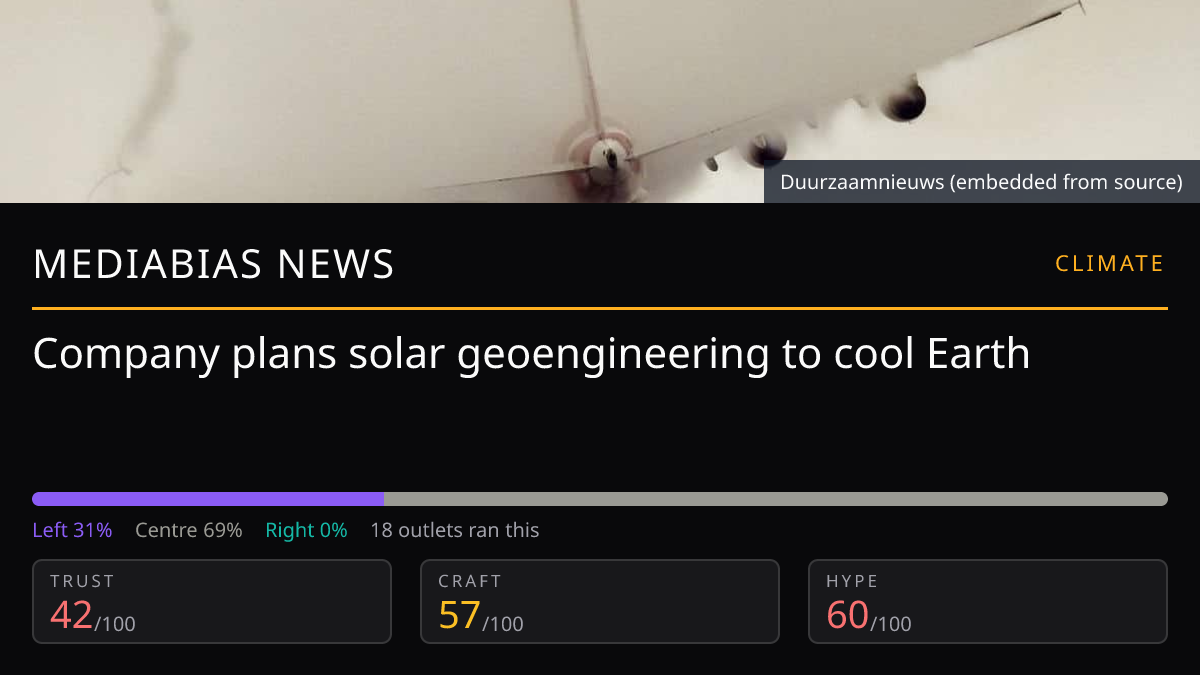 Company plans solar geoengineering to cool Earth