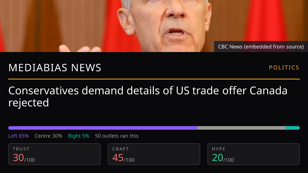 Conservatives demand details of US trade offer Canada rejected