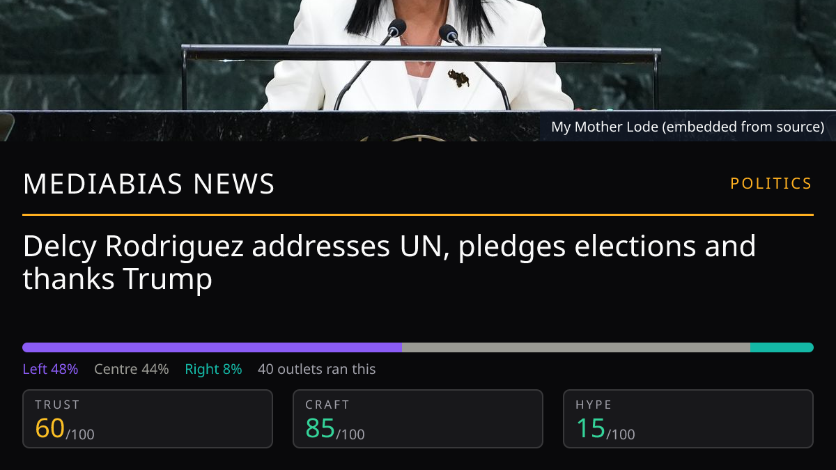 Delcy Rodriguez addresses UN, pledges elections and thanks Trump