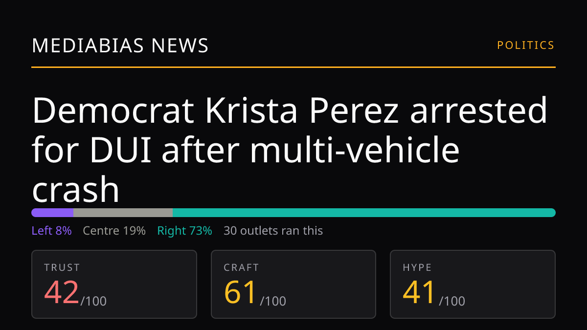 Democrat Krista Perez arrested for DUI after multi-vehicle crash