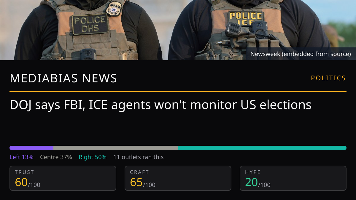 FBI, ICE agents excluded from US election monitoring | MediaBias News