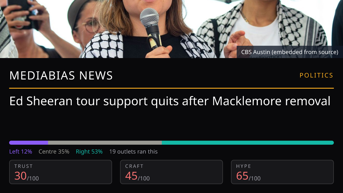 Ed Sheeran tour support quits after Macklemore removal