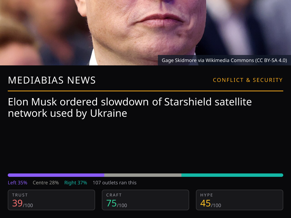 Elon Musk slows Ukraine satellite | MediaBias News