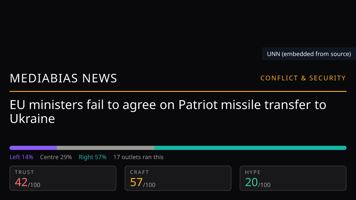EU ministers fail to agree on Patriot missile transfer to Ukraine