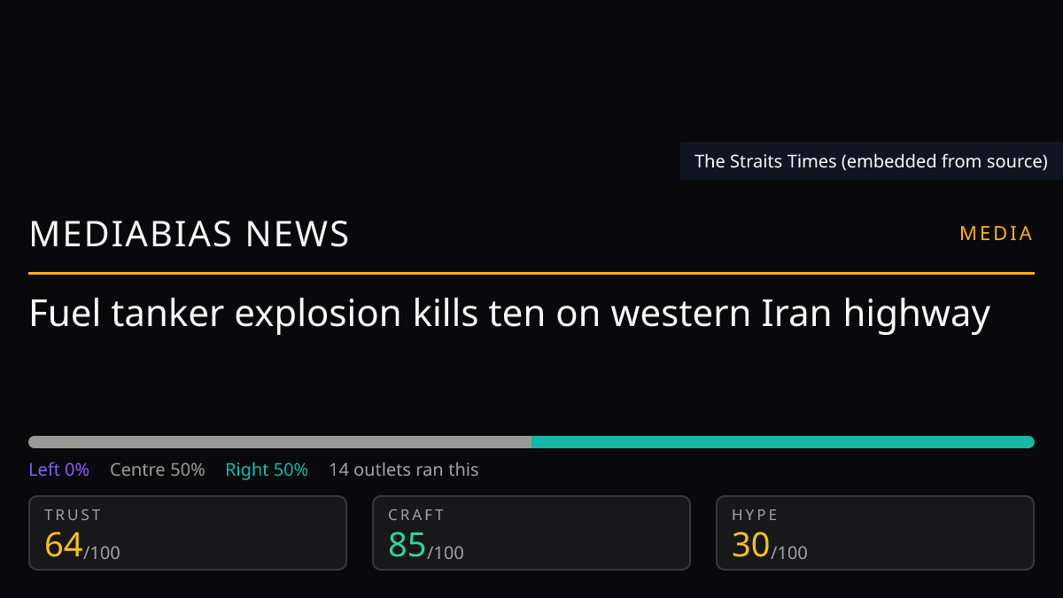 Fuel tanker explosion kills ten on western Iran highway