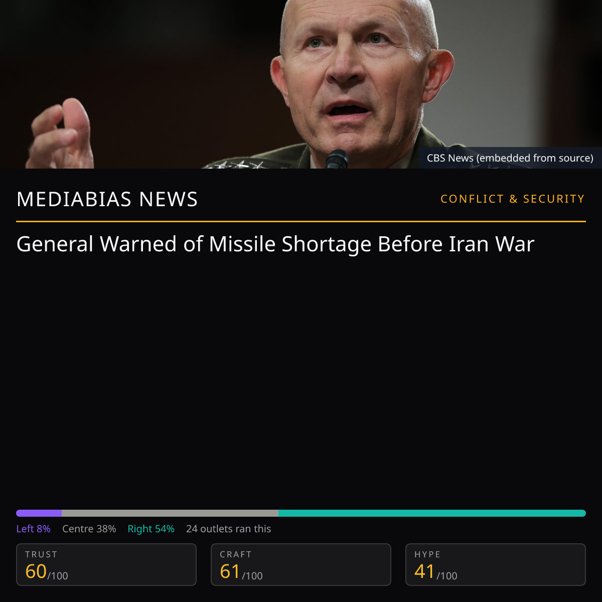 Gen Randy George Warned of Missile Shortage | MediaBias News