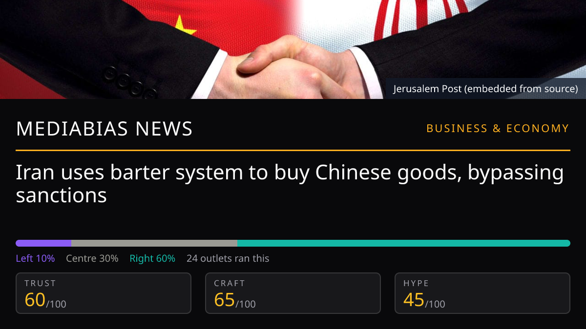 Iran uses barter system to buy Chinese goods, bypassing sanctions