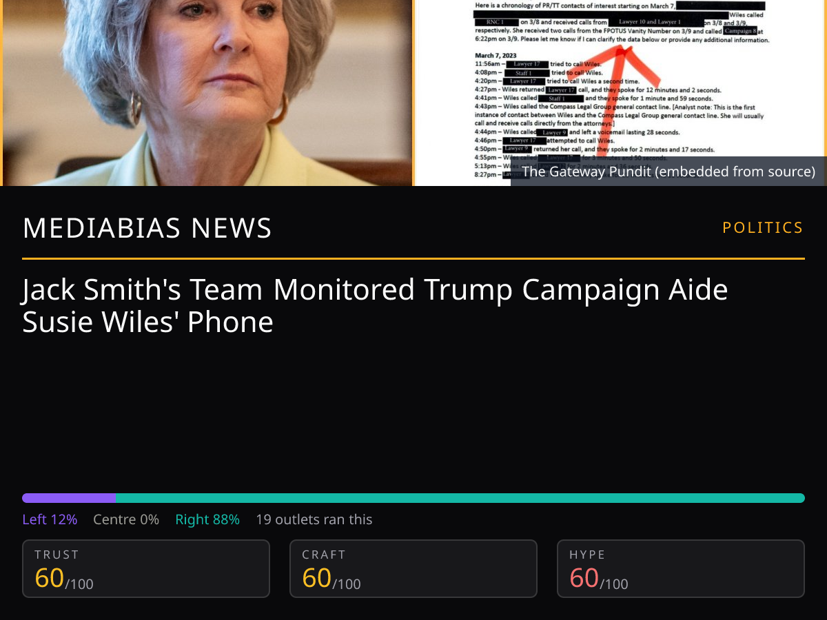 Susie Wiles Phone Monitoring | MediaBias News