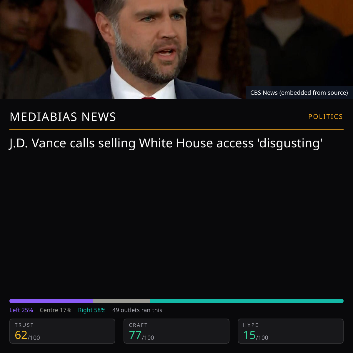 J.D. Vance on White House access | MediaBias News