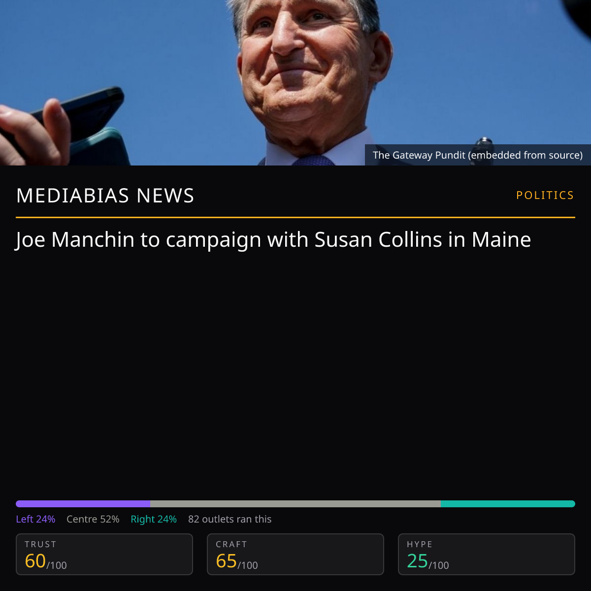 Manchin campaigns with Collins | MediaBias News