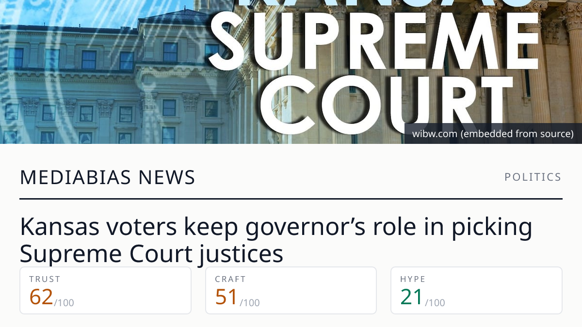 Kansas voters keep governor’s role in picking Supreme Court justices