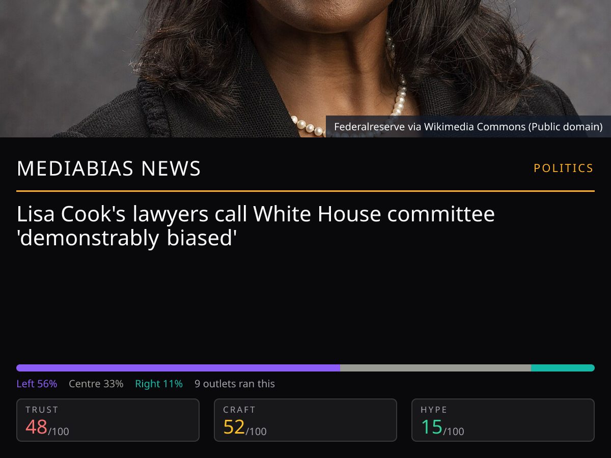 Lisa Cook: White House committee bias claim | MediaBias News