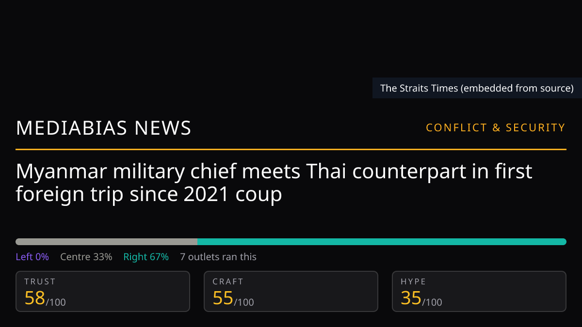 Myanmar military chief meets Thai counterpart in first foreign trip since 2021 coup