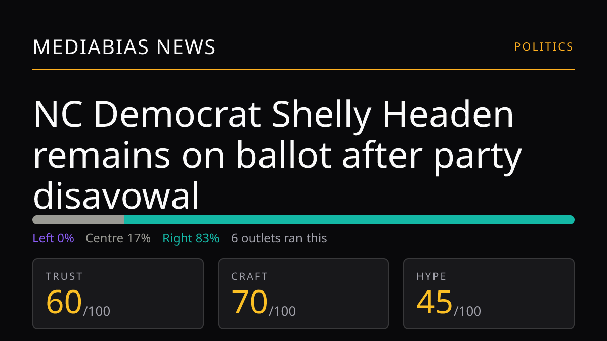 NC Democrat Shelly Headen remains on ballot after party disavowal