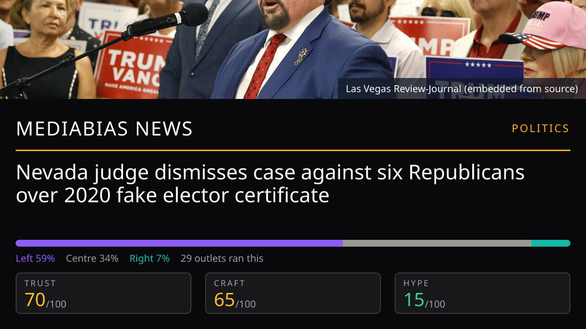 Nevada judge dismisses case against six Republicans over 2020 fake elector certificate