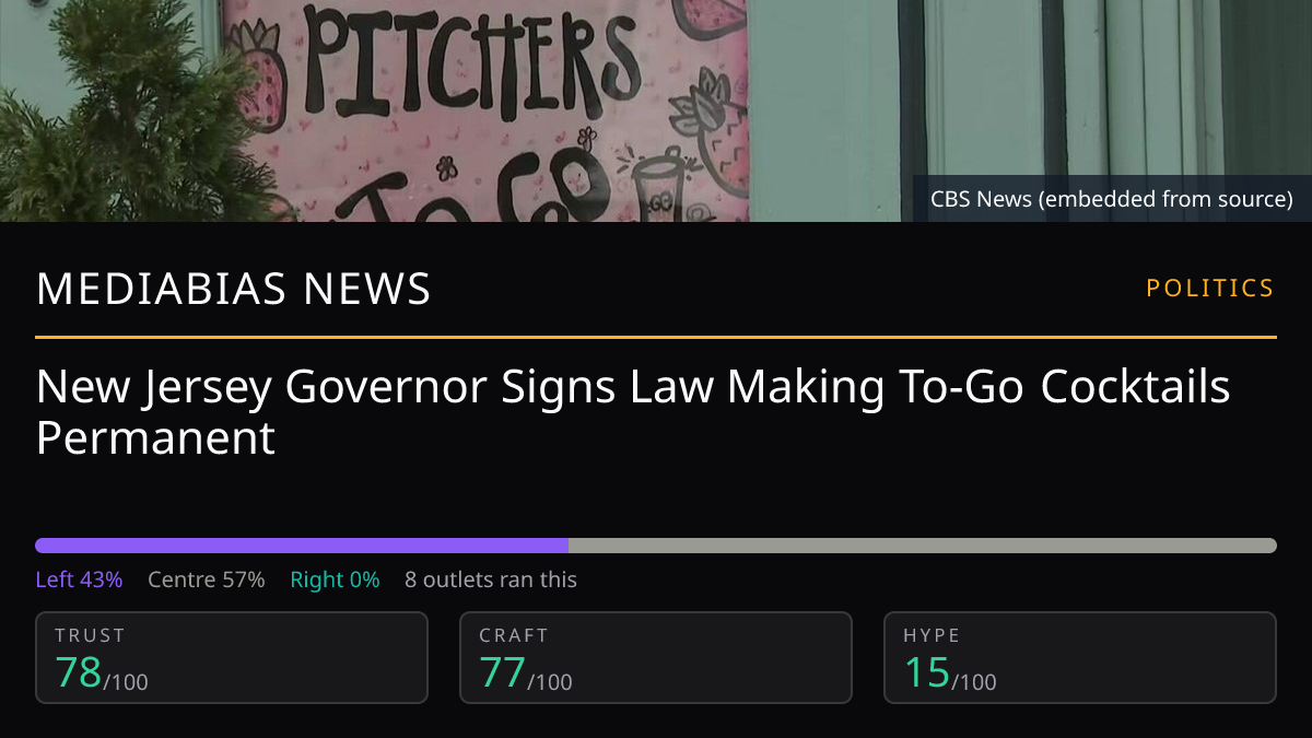 New Jersey Governor Signs Law Making To-Go Cocktails Permanent