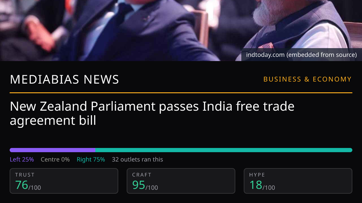 New Zealand Parliament passes India free trade agreement bill
