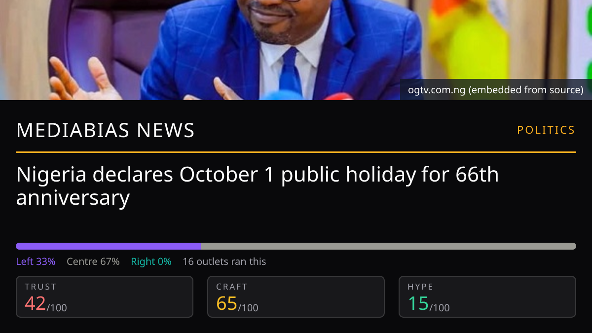 Nigeria declares October 1 public holiday for 66th anniversary