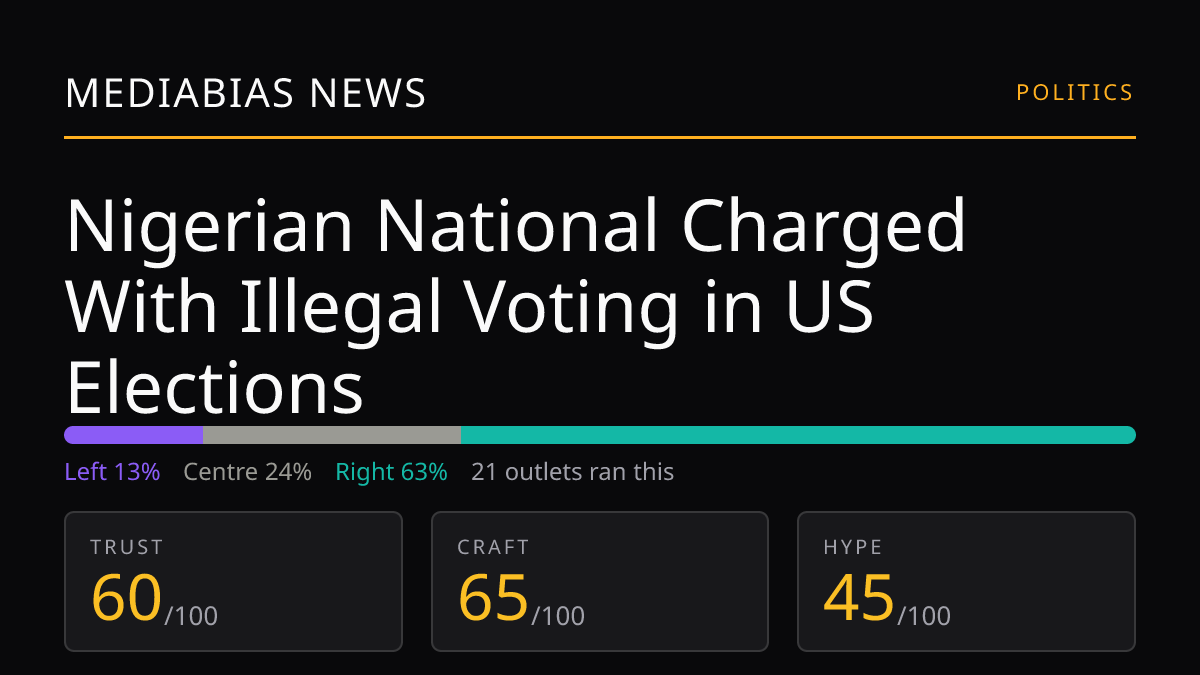 Nigerian National Charged With Illegal Voting in US Elections