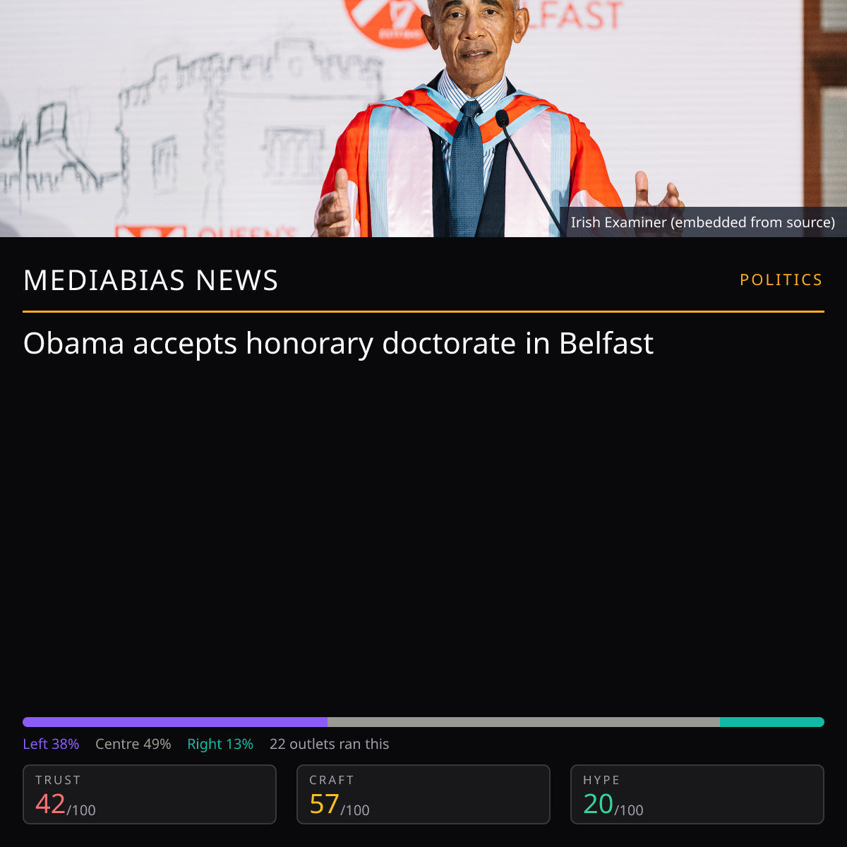 Obama Honoured in Belfast | MediaBias News