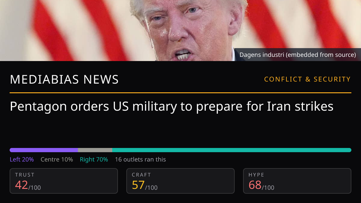 Pentagon orders US military to prepare for Iran strikes