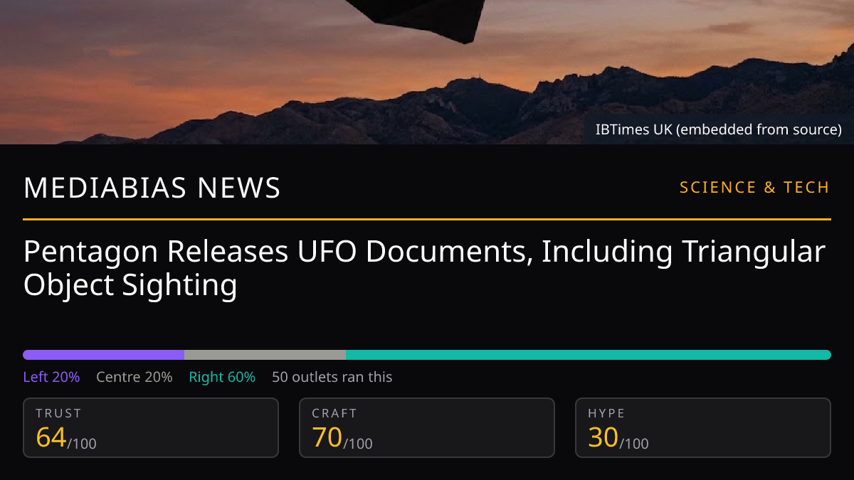 Pentagon Releases UFO Documents, Including Triangular Object Sighting