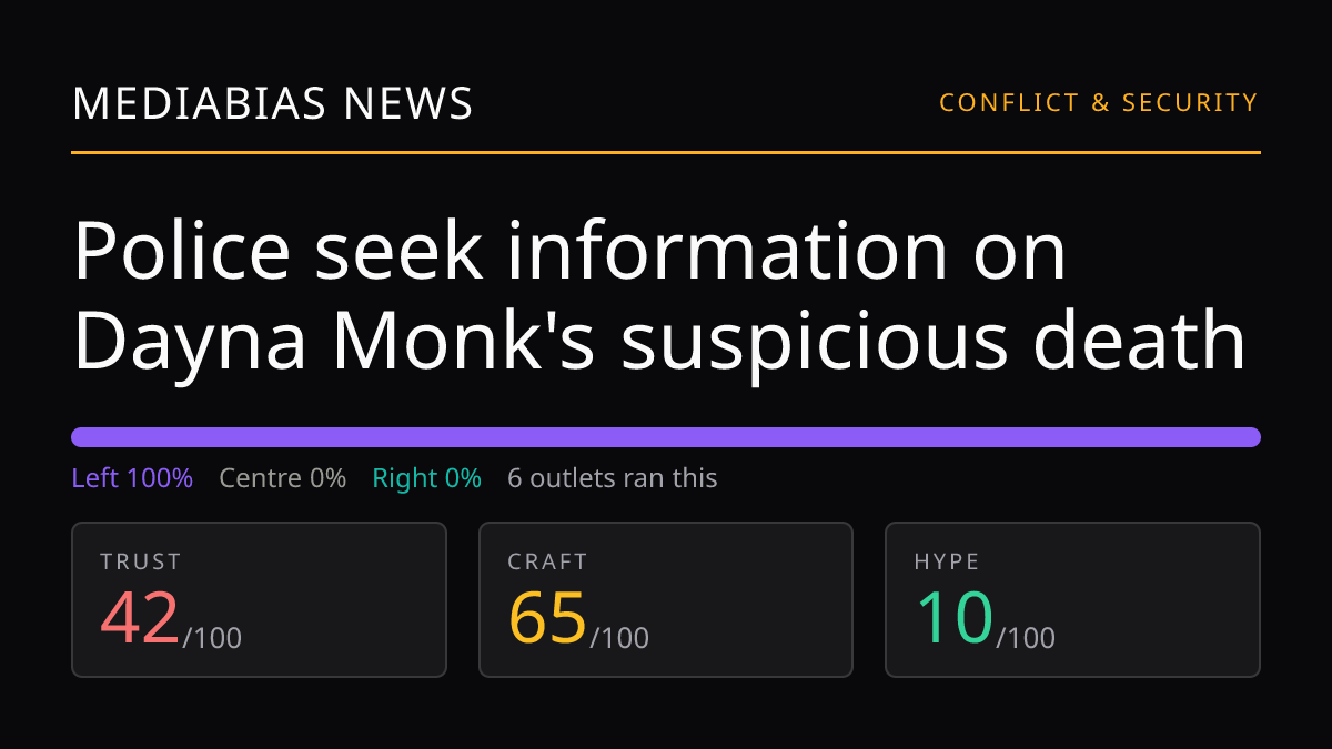 Police seek information on Dayna Monk's suspicious death