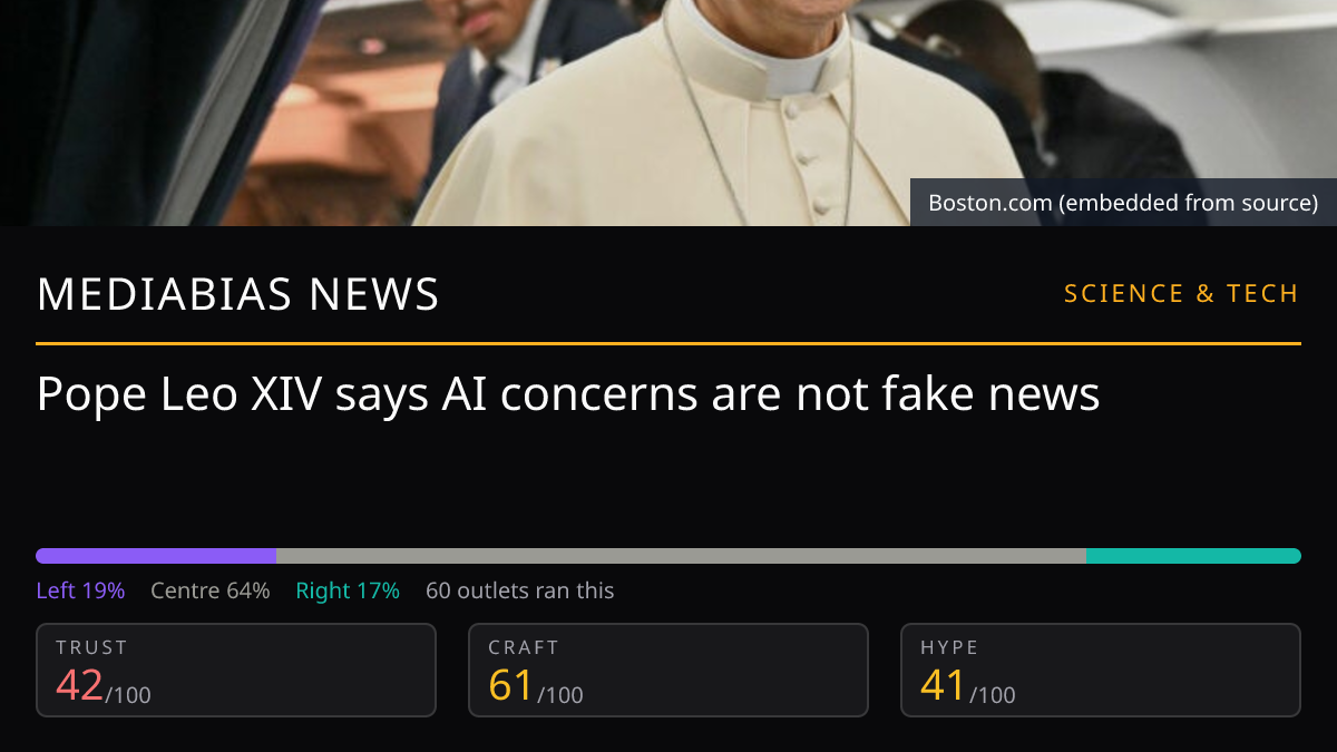 Pope Leo XIV says AI concerns are not fake news