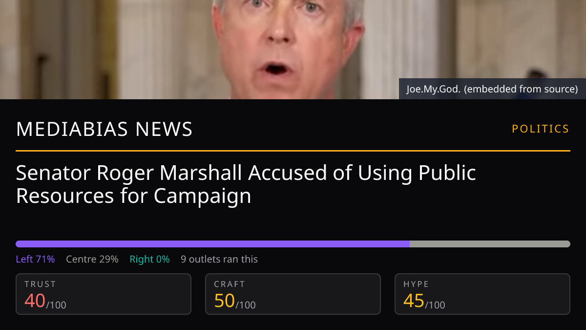 Senator Roger Marshall Accused of Using Public Resources for Campaign