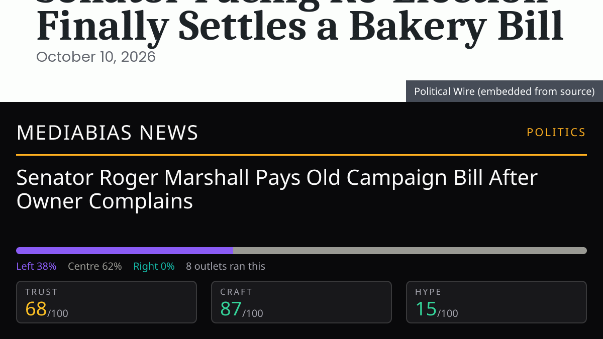 Senator Roger Marshall Pays Old Campaign Bill After Owner Complains