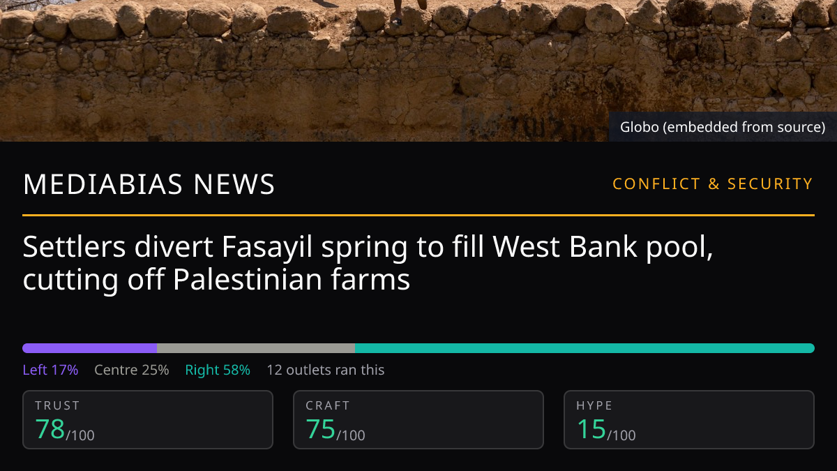 Settlers divert Fasayil spring to fill West Bank pool, cutting off Palestinian farms