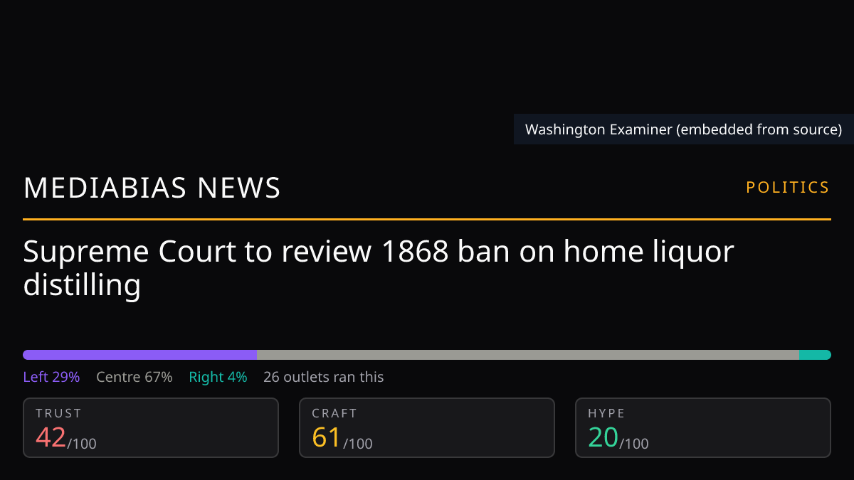 Supreme Court to review 1868 ban on home liquor distilling
