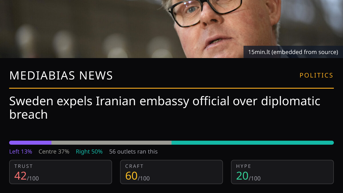 Sweden expels Iranian embassy official over diplomatic breach
