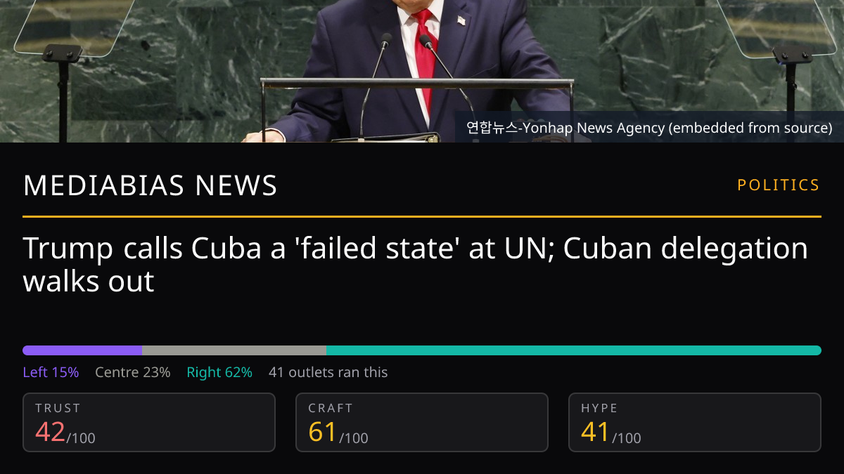 Trump calls Cuba a 'failed state' at UN; Cuban delegation walks out