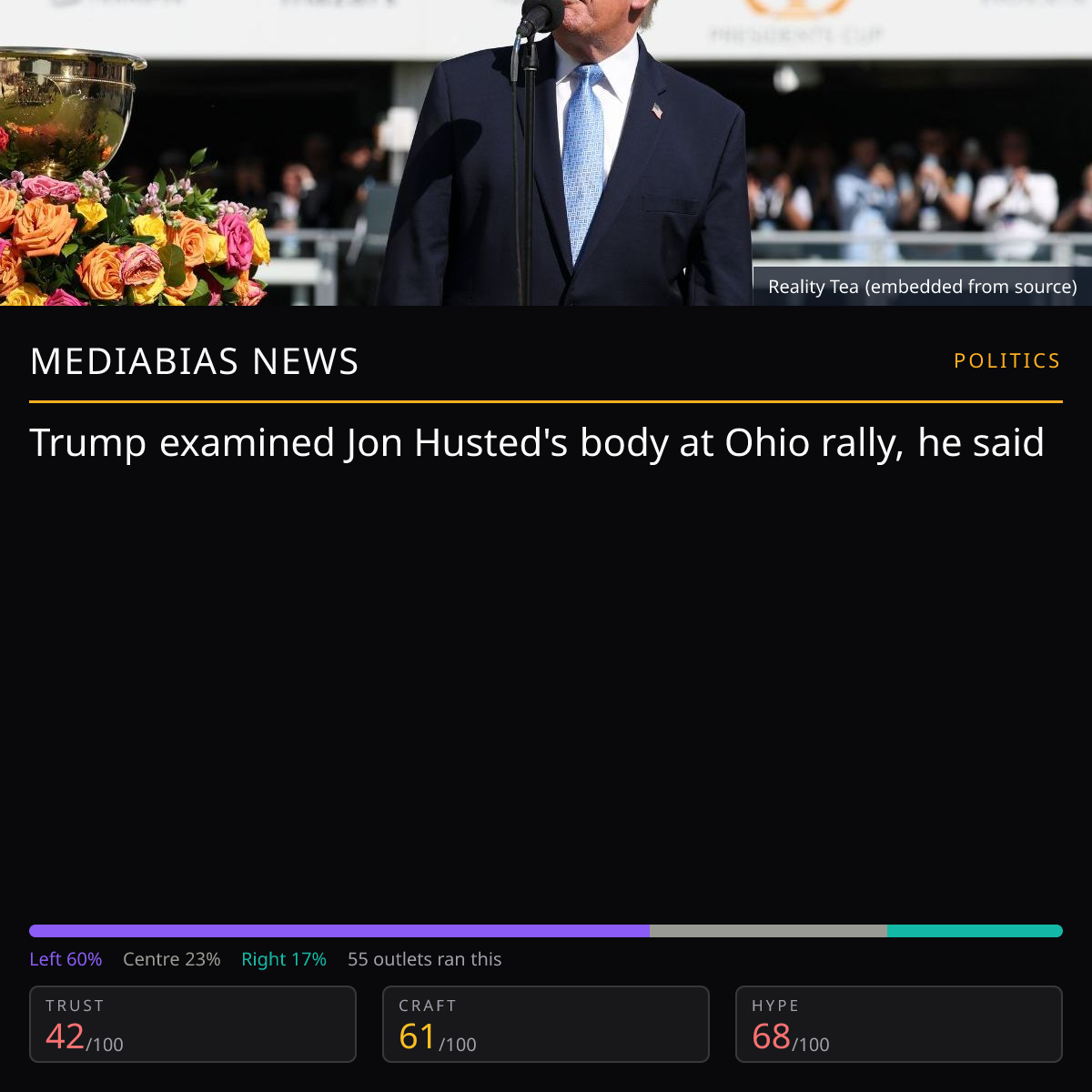 Trump on Husted's physique | MediaBias News