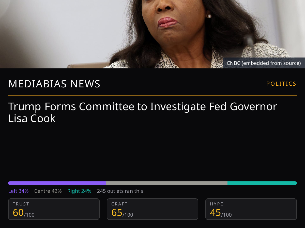 Trump Committee to Investigate Lisa Cook | MediaBias News