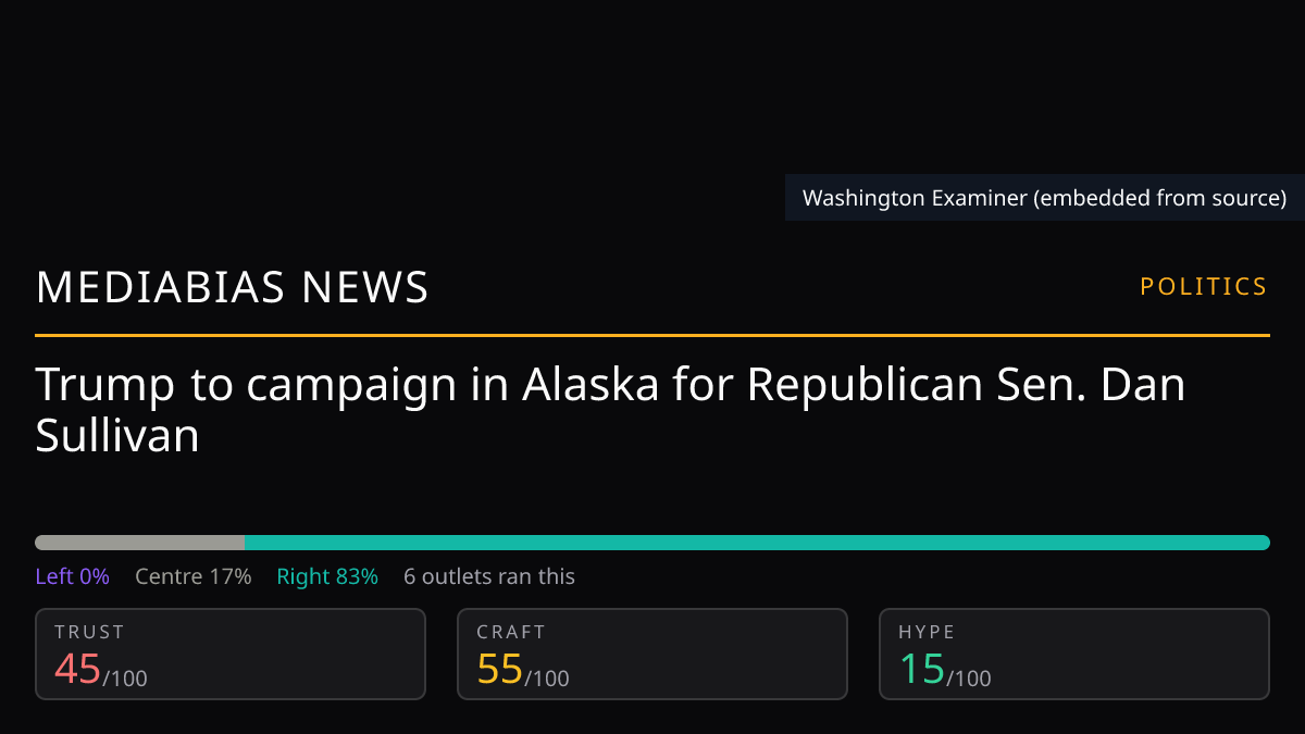 Trump to campaign in Alaska for Republican Sen. Dan Sullivan