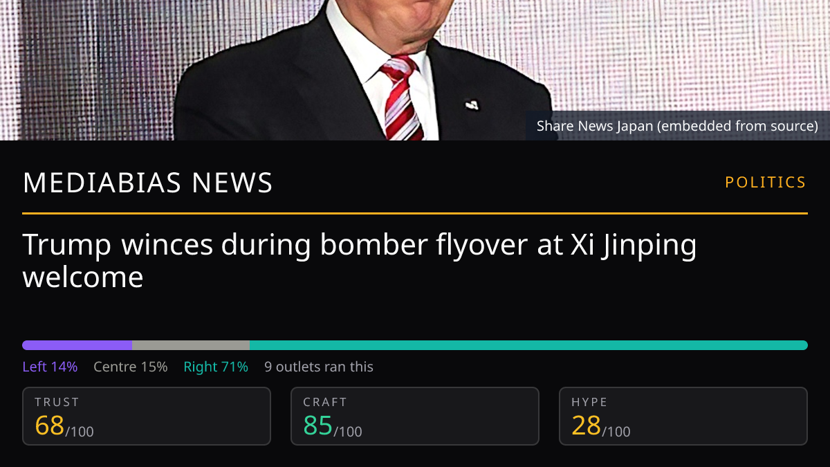 Trump winces during bomber flyover at Xi Jinping welcome