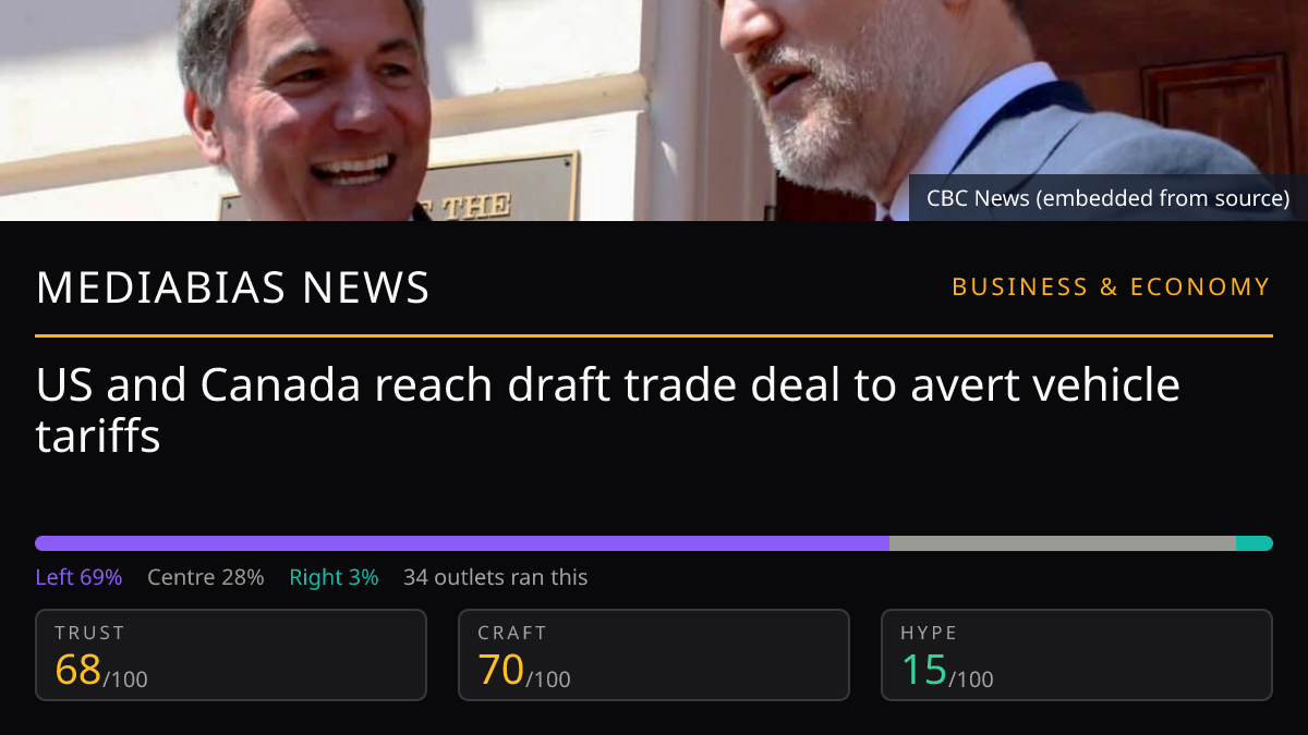 US and Canada reach draft trade deal to avert vehicle tariffs