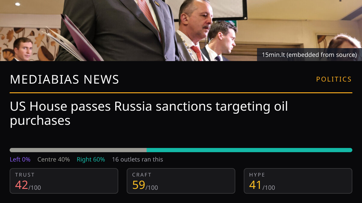 US House passes Russia sanctions targeting oil purchases
