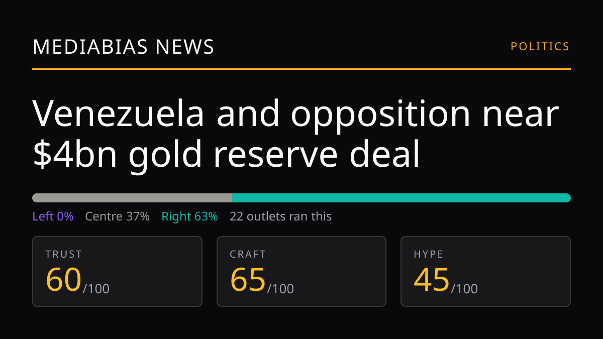 Venezuela and opposition near $4bn gold reserve deal